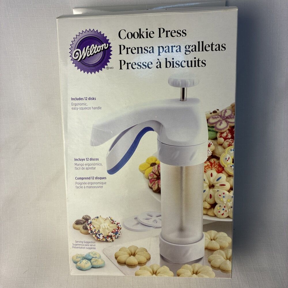 Wilton Cookie Press with 12 Disks - Easy Squeeze Baking Tool, Boxed
